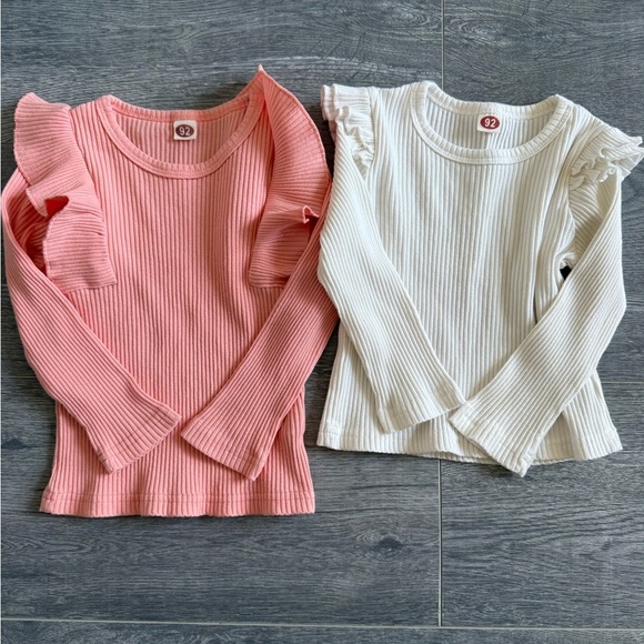 Pink and White Ruffle Tops with Brown Plaid Skirt Size 2T - Picture 3 of 12